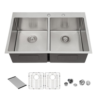 33'' L Double Bowl Stainless Steel Kitchen Sink