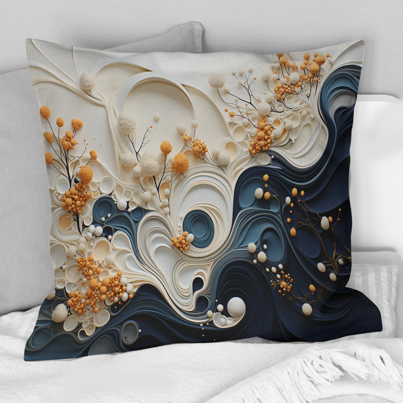 Liquid Ink Spiralscape III - Abstract Spirals Printed Throw Pillow
