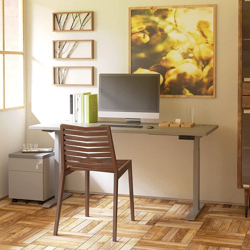 Skyscraper Electric Height Adjustable Standing Desk, Dual Motor and Digital Control with Memory, 72x30, Walnut Block Top with White Frame
