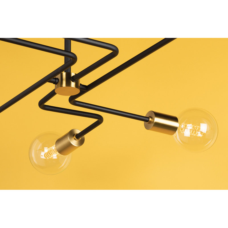 Jena 6 Light Semi Flush, Aged Brass/Textured Black, 10.25" H x 40" W x 40" D