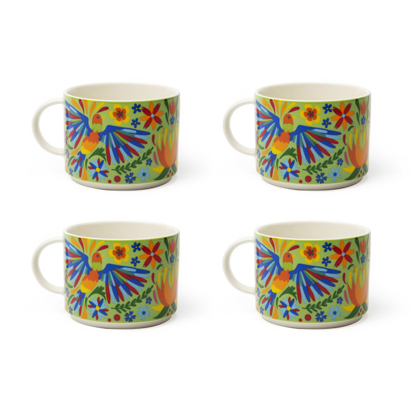 Mexican Flowers Porcelain Cappuccino Cup