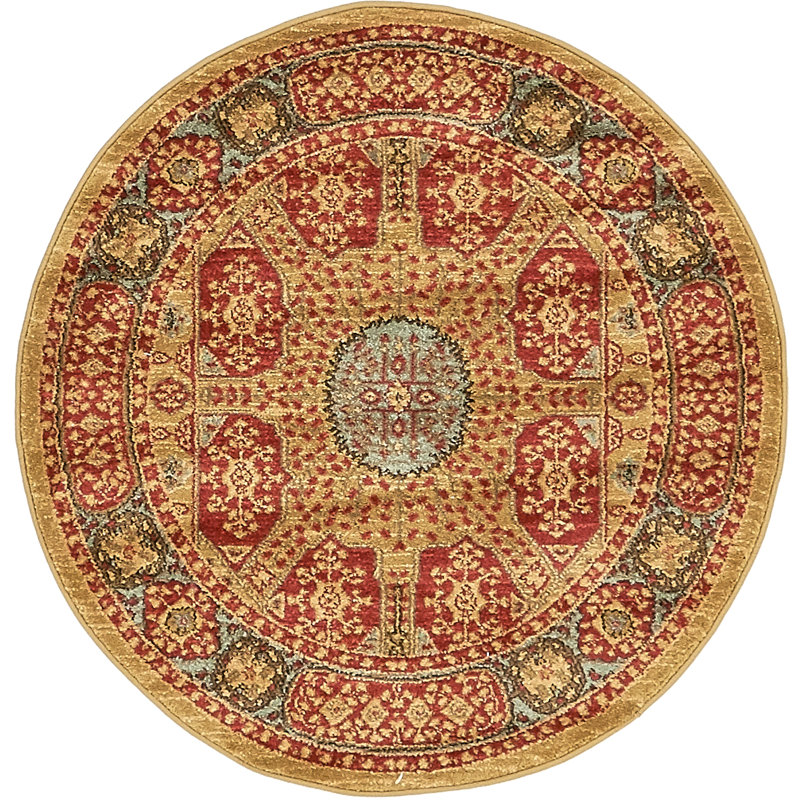 Tapis oriental rouge Ophelia, Rond 3 pi 3 po