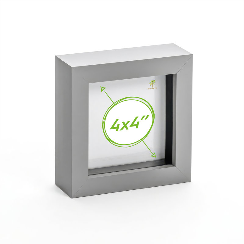 Nicola Spring - 3D Box Photo Frame, 12.5cm H x 12.5cm W x 3.5cm D, Grey
