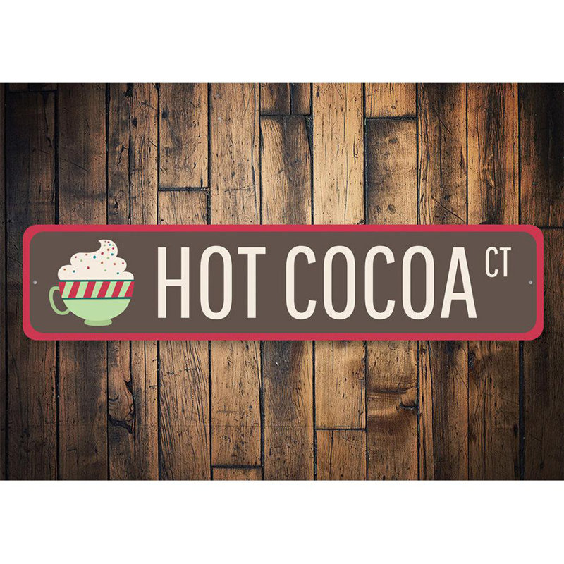 Plaque en aluminium Hot Cocoa, H 4 po x l 18 po x P 0,04 po