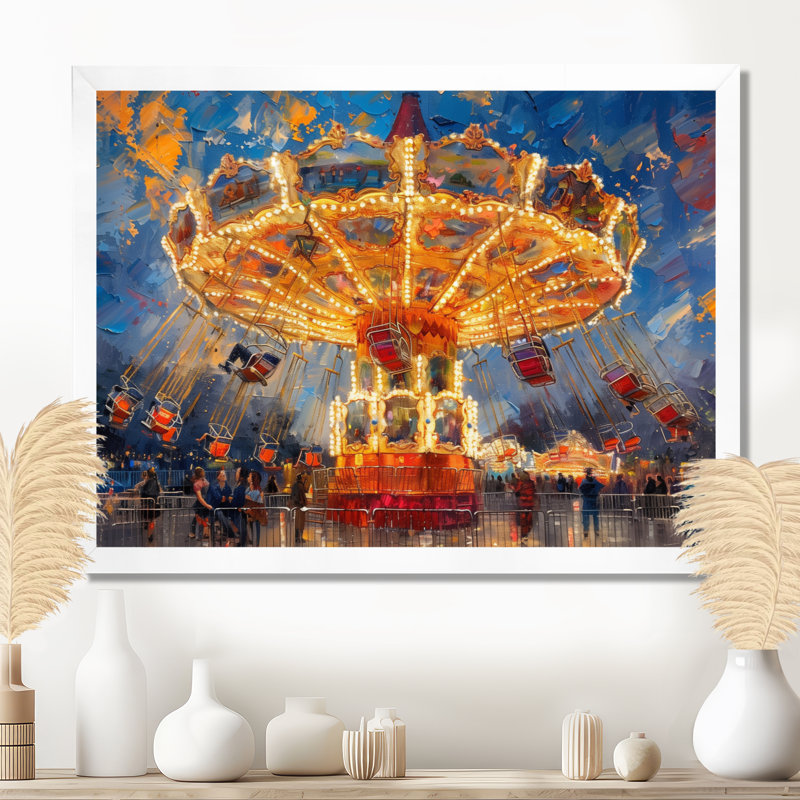 Amusement Parks Carrousel Carnival Colors - Reproduction d'art mural parcs d'attractions, Encadrement argenté