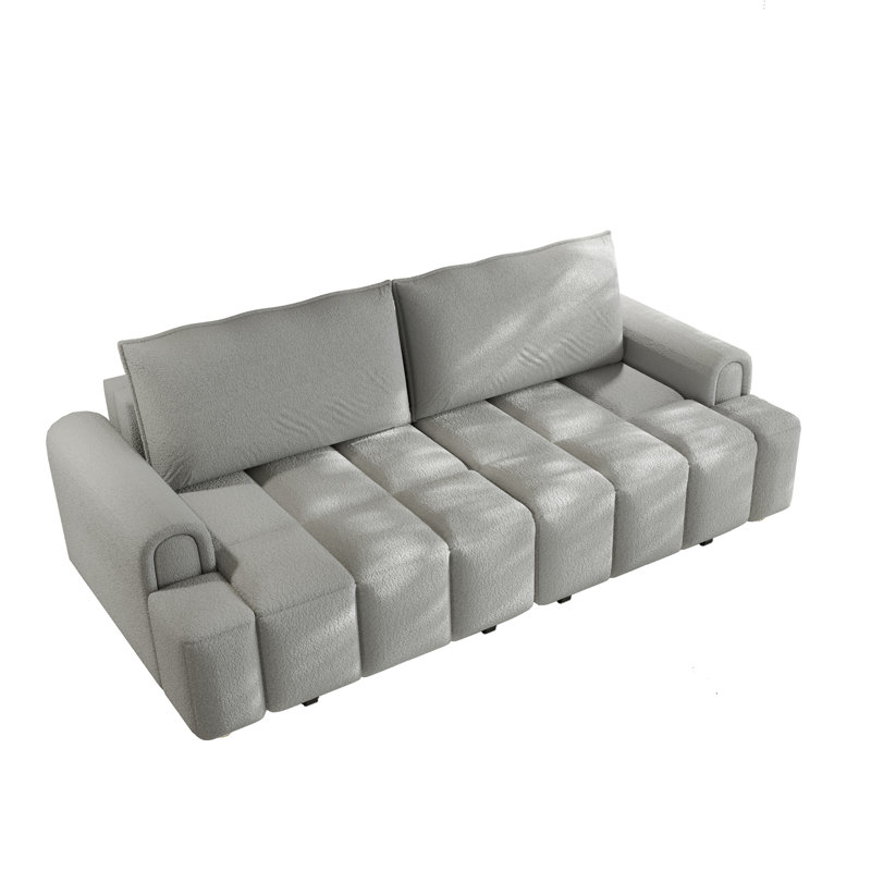 Canapé-lit 90,2 po très grand convertible 3-en-1 à 4 places avec rangement en tissu et siège, gris clair, Gris clair