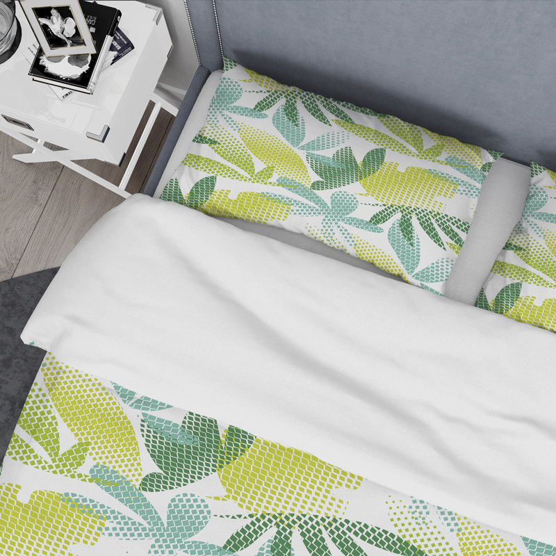 Ensemble de housse couette mid-century tropical botanique iii, Housse de couette double / grand et 2 taies