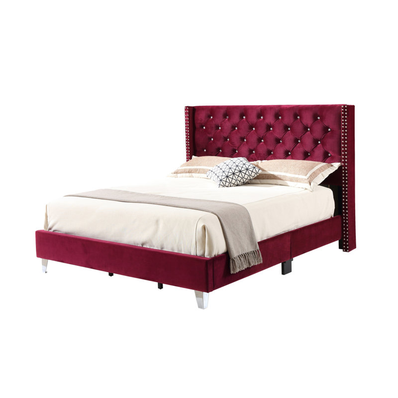 Ashe Upholstered Standard Bed, King, Cherry