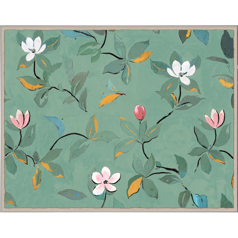 Green Magnolias Print by Paule Marrot, Acrylic Box, 44" H x 56" W x 1.25" D