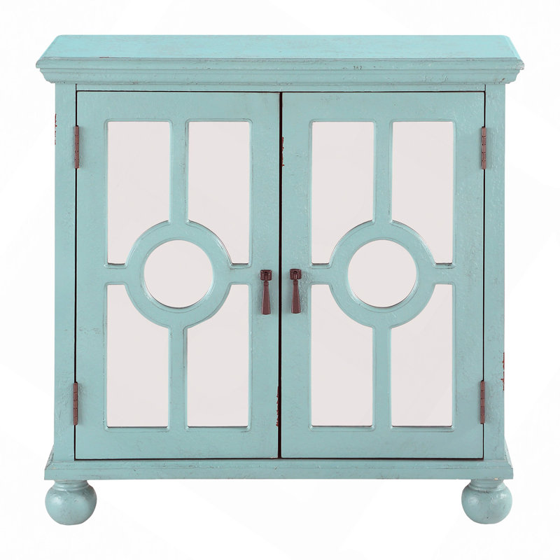 Armoire de rangement classique classique 1Pc avec accoudoirs et portes miroir, Turquoise