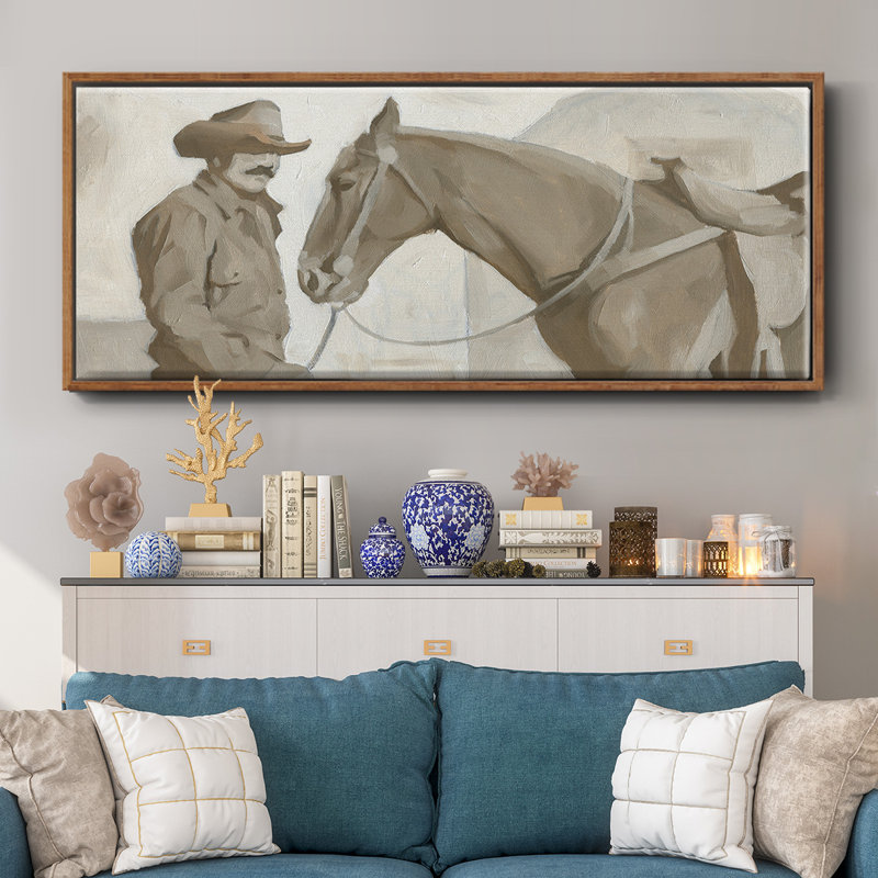 Work Friends II- Framed Canvas, 20" H x 50" W