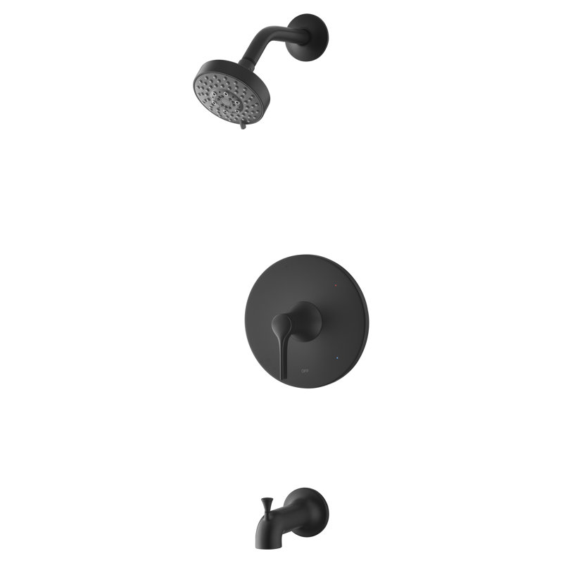 Nita Collection Shower Trim System: 4" Round Shower Head, Single Handle Set, Tub Spout & Rough-in Valve Included - Matte Black