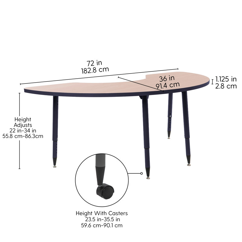 Table d'activité thermofusionnée 36 x 72 avec pieds fuselés réglables Adapte, Sable asiatique, Marine