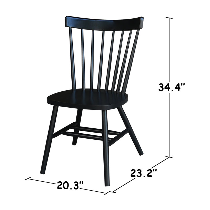 Delean Spindle Back Solid Wood Side Chair, Black