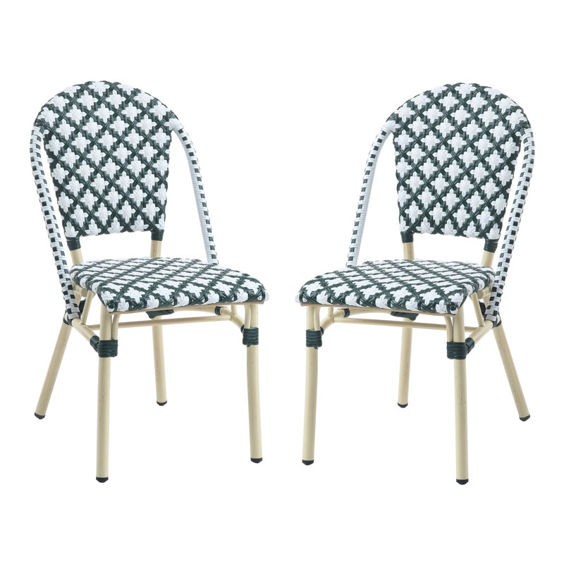 Chaises d'appoint pour l'extérieur Cato, Vert / blanc / naturel