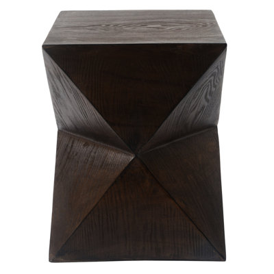 14.6" Natural Wood-Like Concrete Outdoor Table. , Prismatic Symmetry. Patio, Garden, Balcony. Hand Painted, Unique Design. Lightweight And Strong Side Table With Wood Grain. Symmetric. Ideal For
