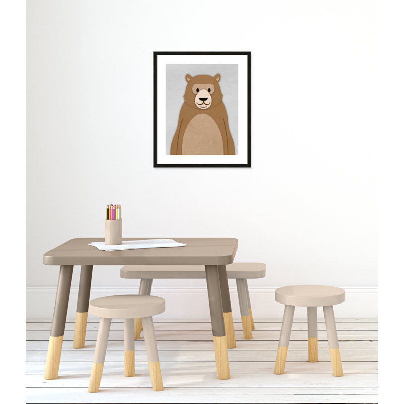 Adhésif décoratif Cheery Bear, 24.5" H x 20.5" W x 1.18" D, Cadre boîte à grain de bois noir