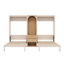 Deux lits simples escamotables avec garde-robe, rangement, 2 tiroirs, économie d'espace, beige et bois