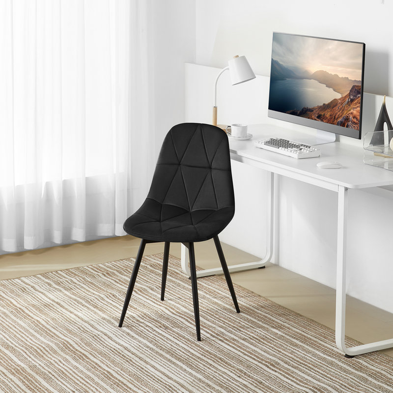 47cm H Velvet Upholstered Side Chair, Black