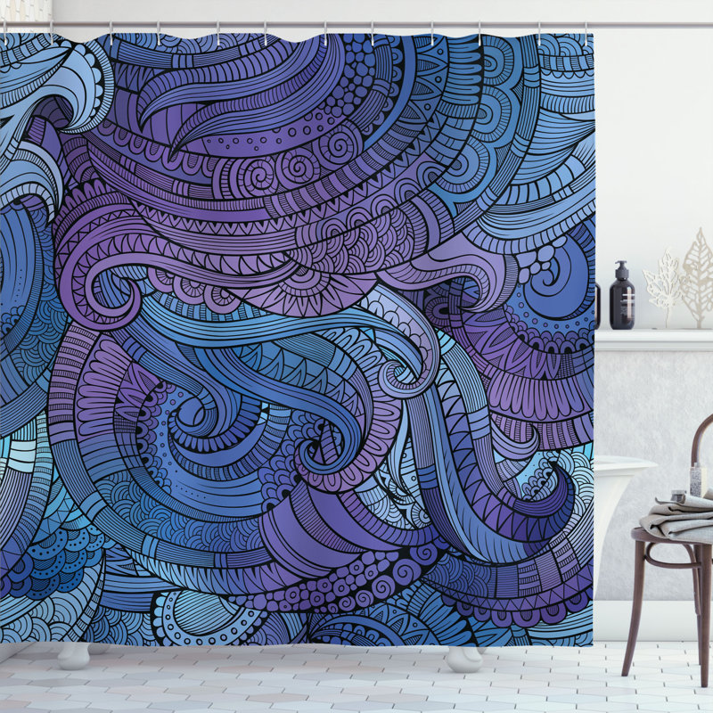 Abstract Shower Curtain with Hooks Included, 70" H x 69" W