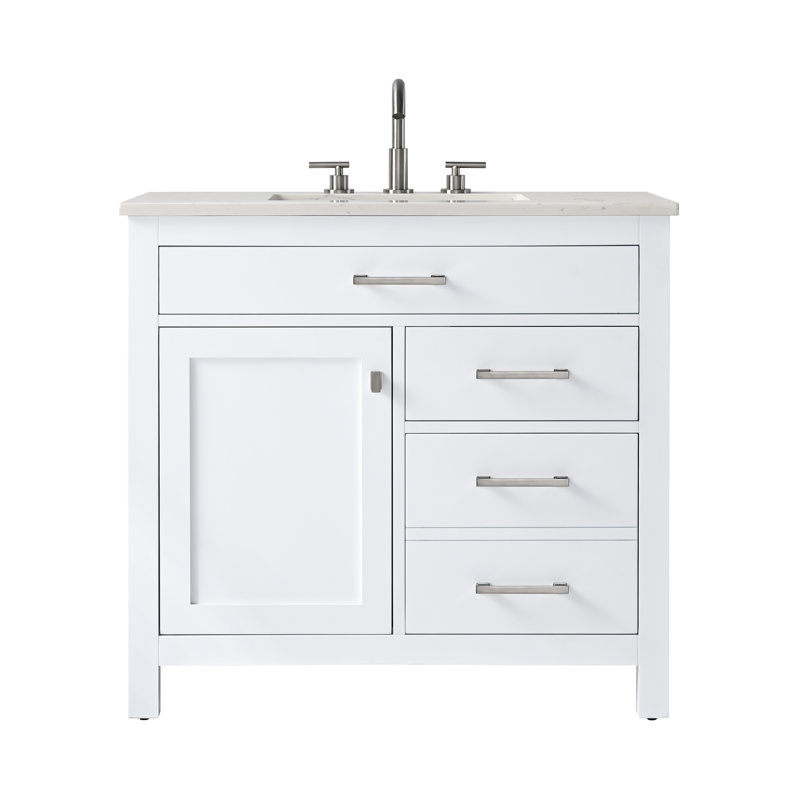 Trevor 36" W Single Vanity, White/Brushed Nickel