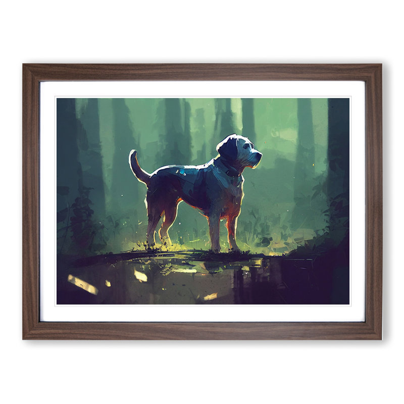 Dog Vol.2 Abstract - Single Picture Frame Painting, Walnut, 46cm H x 64cm W x 2cm D
