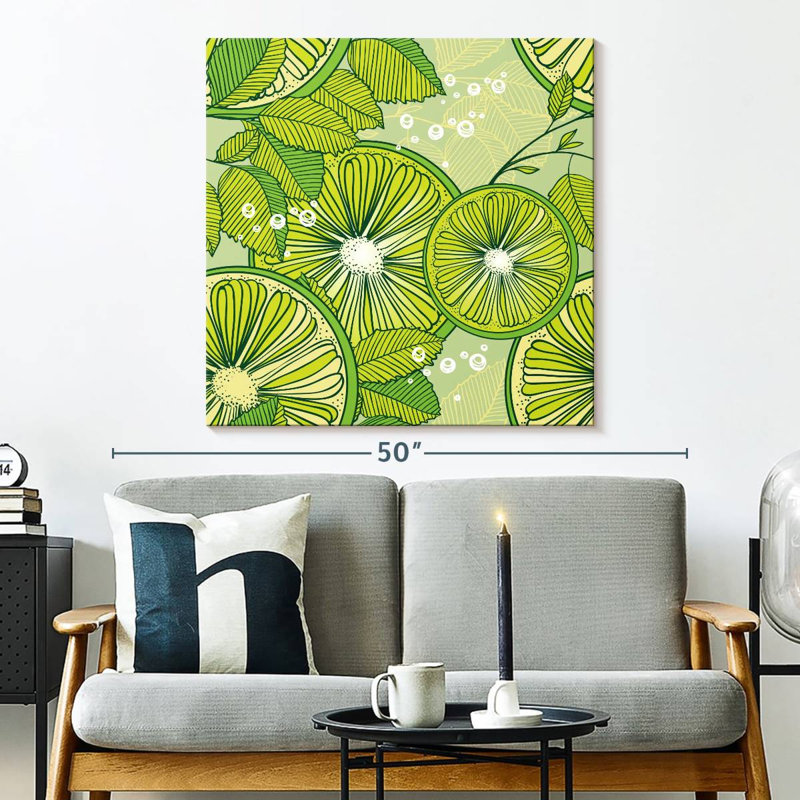 Yarlin Lime And Mint Pattern, 33" H x 33" W