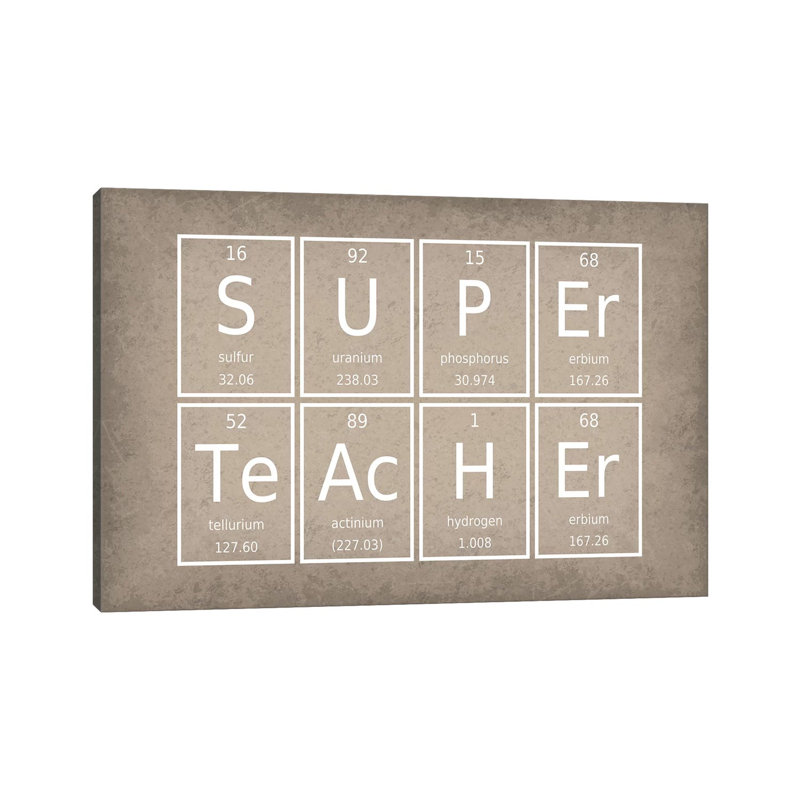 Super Teacher by GetYourNerdOn - Wrapped Canvas Typography, 20.32 cm H x 30.48 cm W