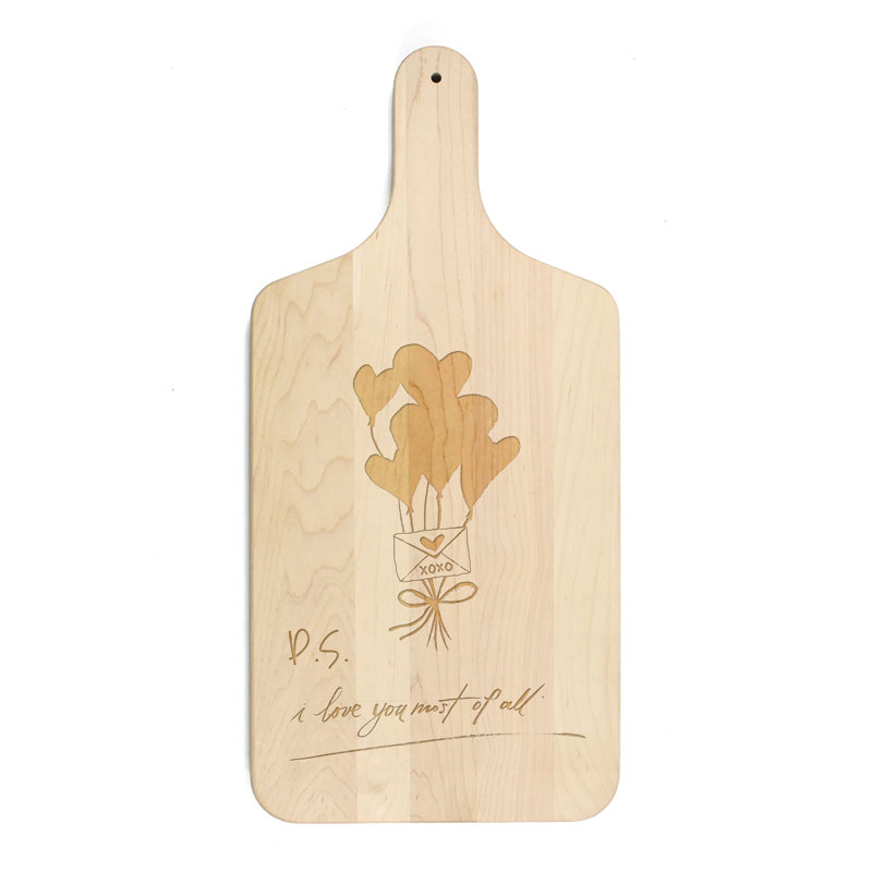 Valentines Balloons Paddle Cutting Board, Maple