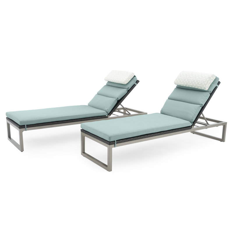 Milo Outdoor Chaise Lounge, Espresso, Canvas Spa Sunbrella® Canvas