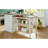 Rectangular Kitchen Island With Open Shelf Feature - Walnut+Cream White Solid Rubberwood For Cooking