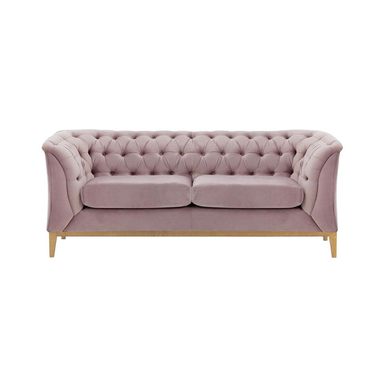 Chesterfield Modern 2 Seater Sofa Wood, Purple