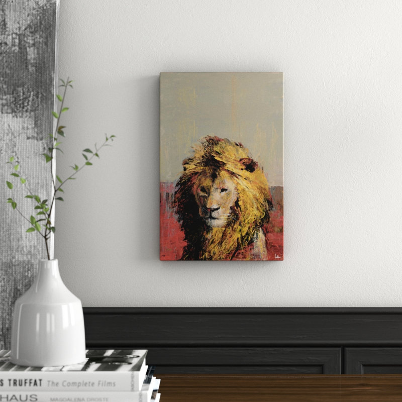 Bonjour Lion Wrapped Canvas Painting, 38cm H x 25cm W x 3.81cm D
