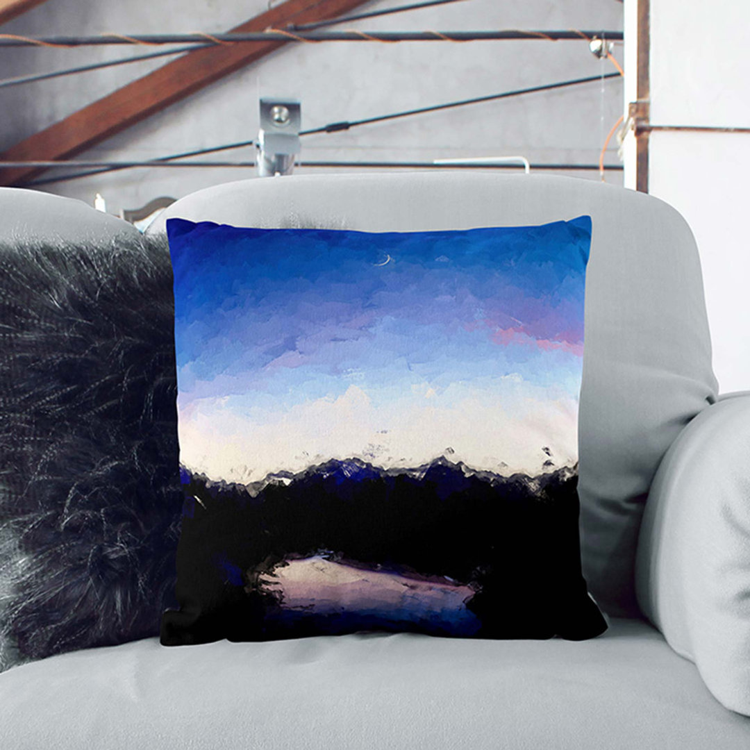 Crescent Moon Above a Lake Cushion with Filling