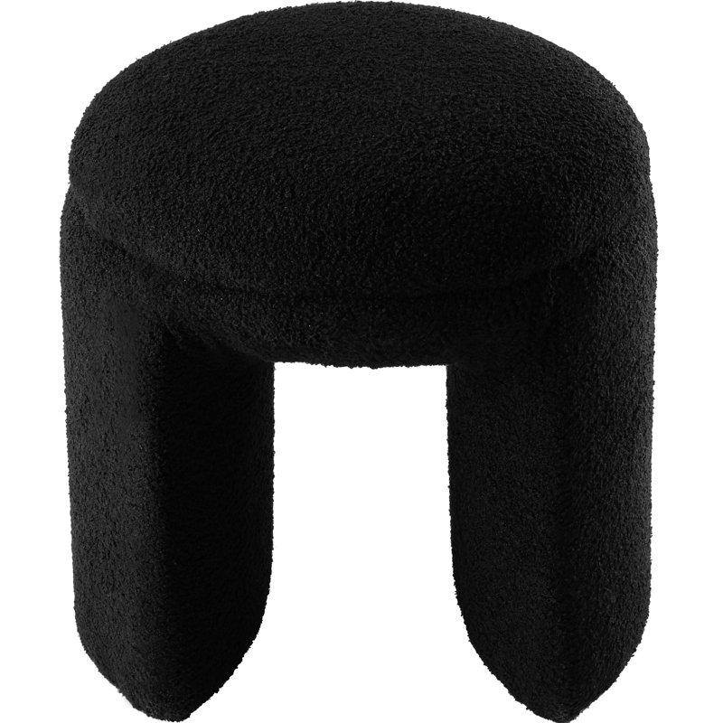 Repose-pieds standard rond 18 po Bowen, Tissu noir en fausse peau de mouton
