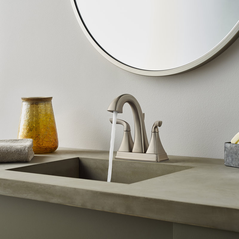 Bronson Double Handle Centerset Faucet Bathroom Faucet with Drain Assembly, Brushed Nickel