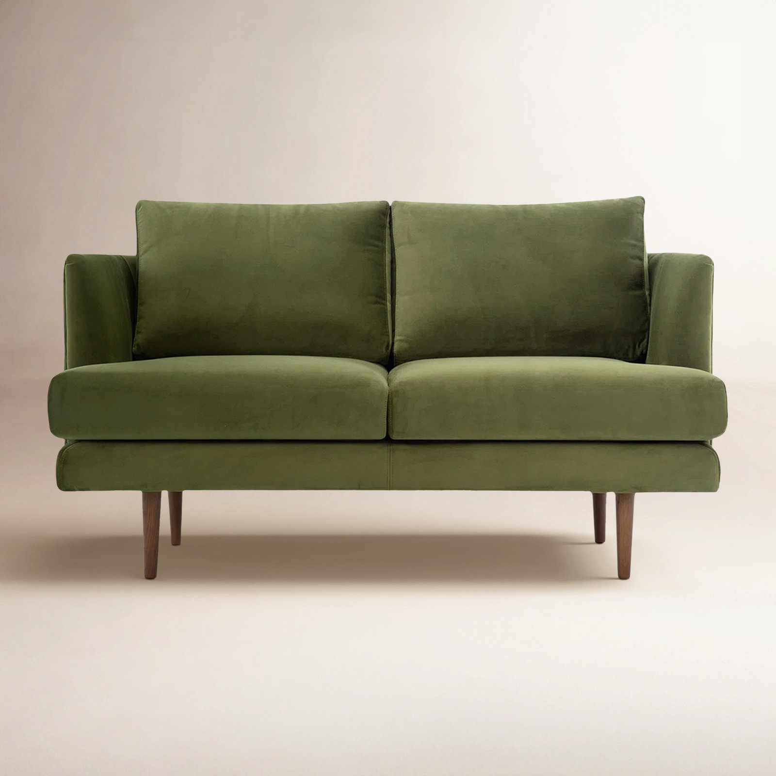 Miller 55" Linen Loveseat, Olive Green Velvet