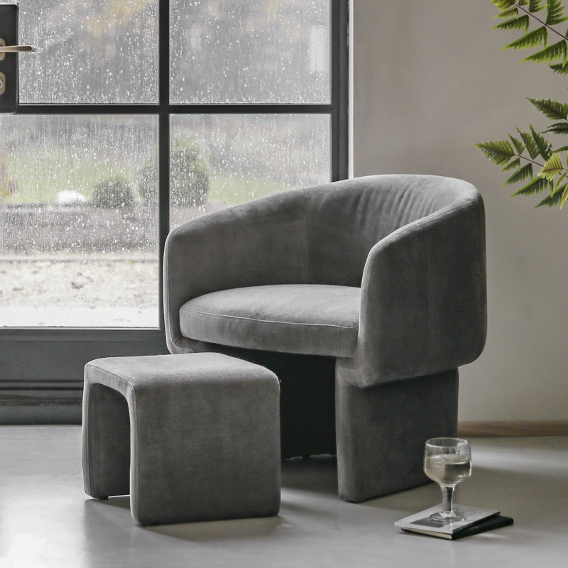 Bengie Upholstered Barrel Chair, Anthracite