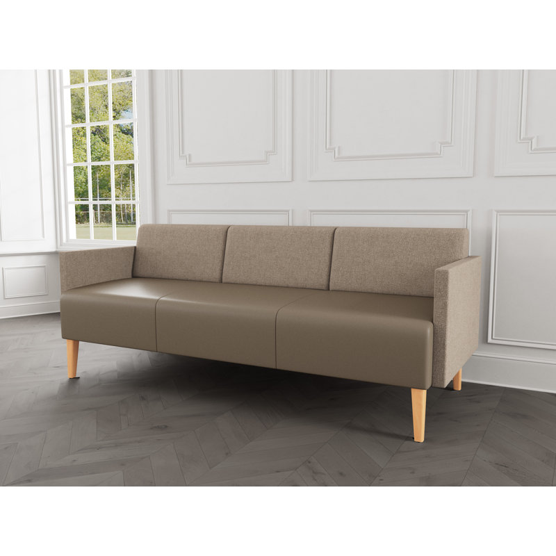 Luxe Lounge Reception Sofa, Natural Wood, Archetype Silt/Modena Farro