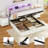 3-Piece Bedroom Sets, Velvet Upholstered Bed With LED Headboard, 2  Nightstands-1628808112