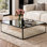 Fahd Block Coffee Table Mirrored Finished Black Metal Frame Sofa Table