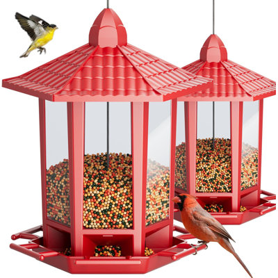 2 Pack Bird Feeders For Outdoor Hanging, Retro Pagoda Design Fun Installation Bird Feeder, Attracting Wild Birds Chickadees Goldfinches Cardinals Finc