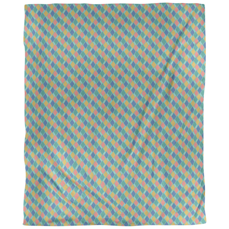 Tissu diamants, Vert et rose, L 54 po x l 36 po, Lin huître palazzo
