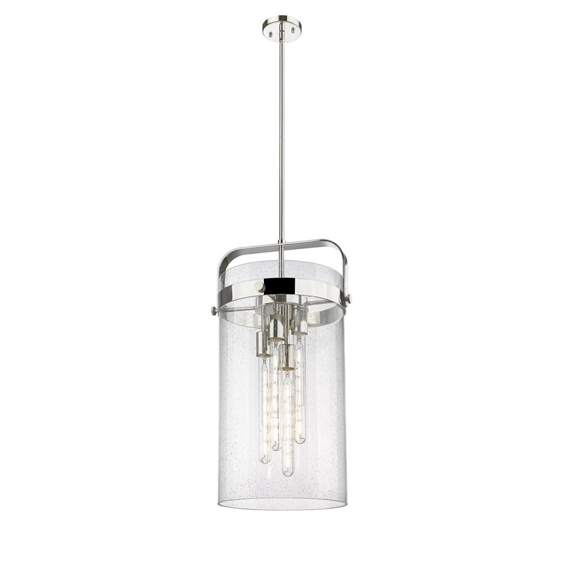 Luminaire suspendu 4 tiges Erie, Grainé, Nickel poli