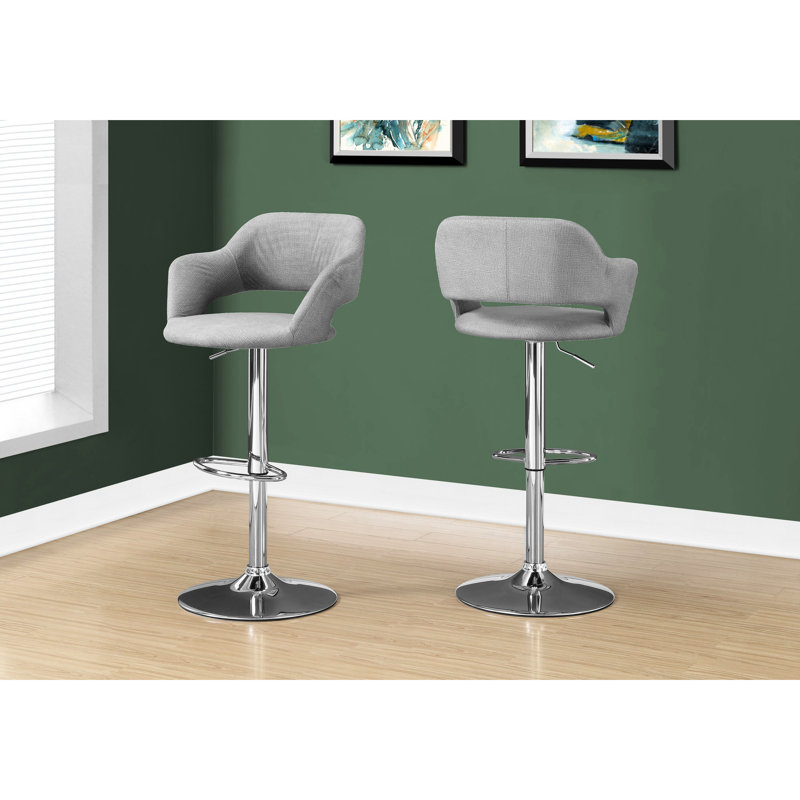 Tabouret de bar moderne gris en tissu, hauteur réglable, pivotant