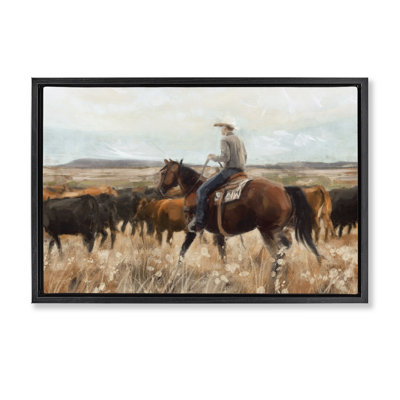 Toile flottante encadrée «Cowboy» par Nina Blue