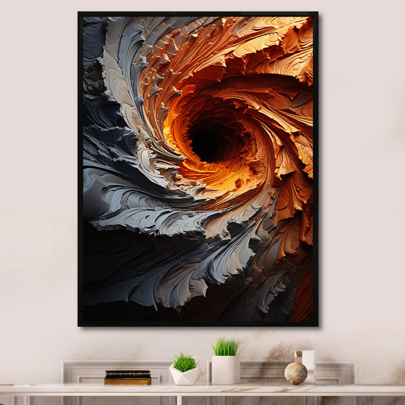 Infernal Infflection Spiral II - Abstract Spirals, impression sur toile_106096, Toile avec cadre flottant noir