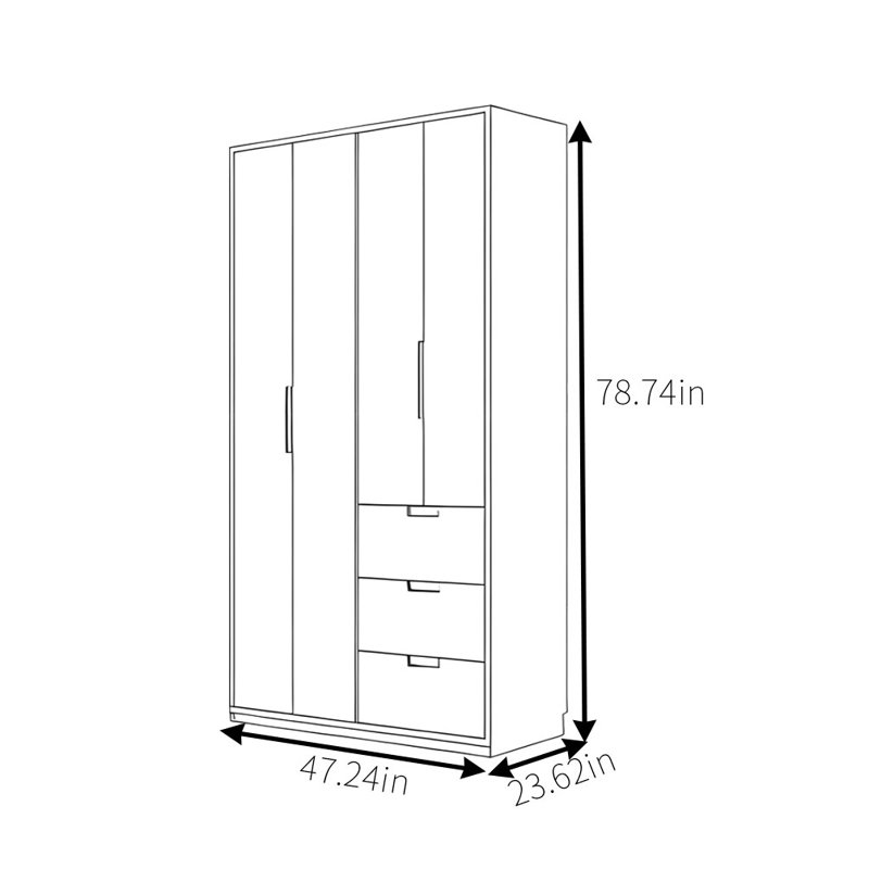 Garde-robe moderne, simple et classique, H 78,74 po x l 47,24 po x P 23,62 po