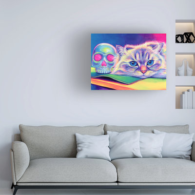 Rebecca Wang Art Himalayan Cat With Skull Canvas Art