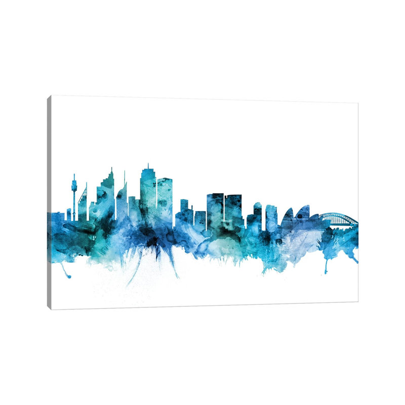 Sydney, Australia Skyline by Michael Tompsett - 1 Piece Wrapped Canvas Wall Art, 30.48 cm H x 45.72 cm W